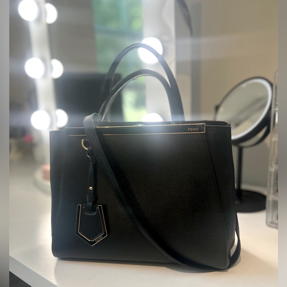 Fendi Handbags - Fendi petite 2jours black leather tote